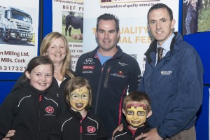 Micheal O'Donovan, Southern Milling on right is pictured with Sheila & Aidan Deasy & their children Sarah, Ciara & Shane, Ballinhassig, Cork at a Lely open day on their farm to view the robotic milking system. Photo O'Gorman Photography.